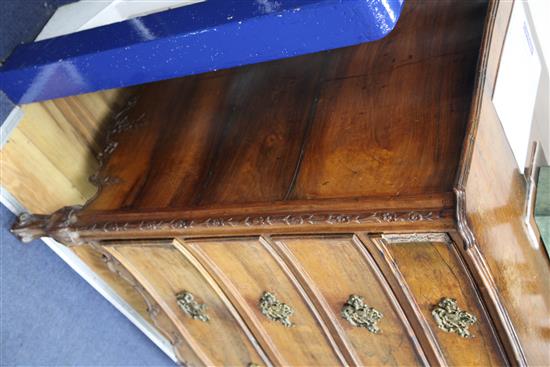 A 19th century Indo Portuguese rosewood serpentine commode, W.4ft 1in.